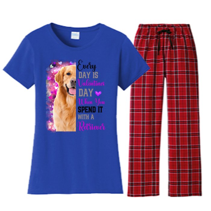 Wo Retriever Dog Valentines Day Mom Dogs Funny Gift Women's Flannel Pajama Set