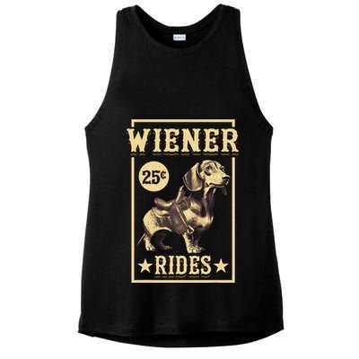 Wiener Rides Dachshund Lover Doxie Weiner Weenie Dog Owner Ladies PosiCharge Tri-Blend Wicking Tank