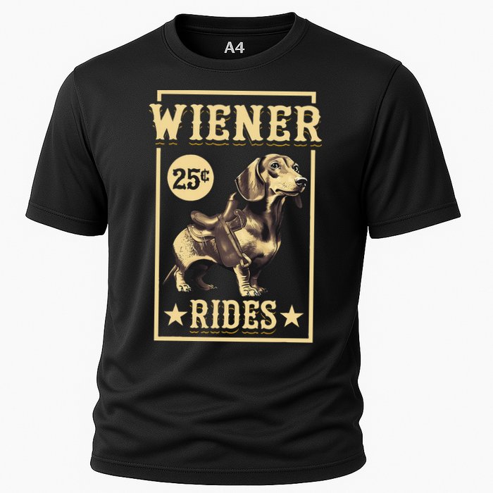 Wiener Rides Dachshund Lover Doxie Weiner Weenie Dog Owner Cooling Performance Crew T-Shirt