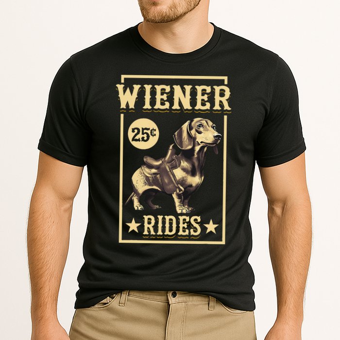 Wiener Rides Dachshund Lover Doxie Weiner Weenie Dog Owner Cooling Performance Crew T-Shirt