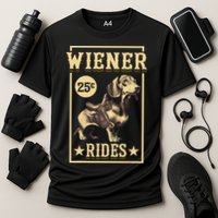 Wiener Rides Dachshund Lover Doxie Weiner Weenie Dog Owner Cooling Performance Crew T-Shirt