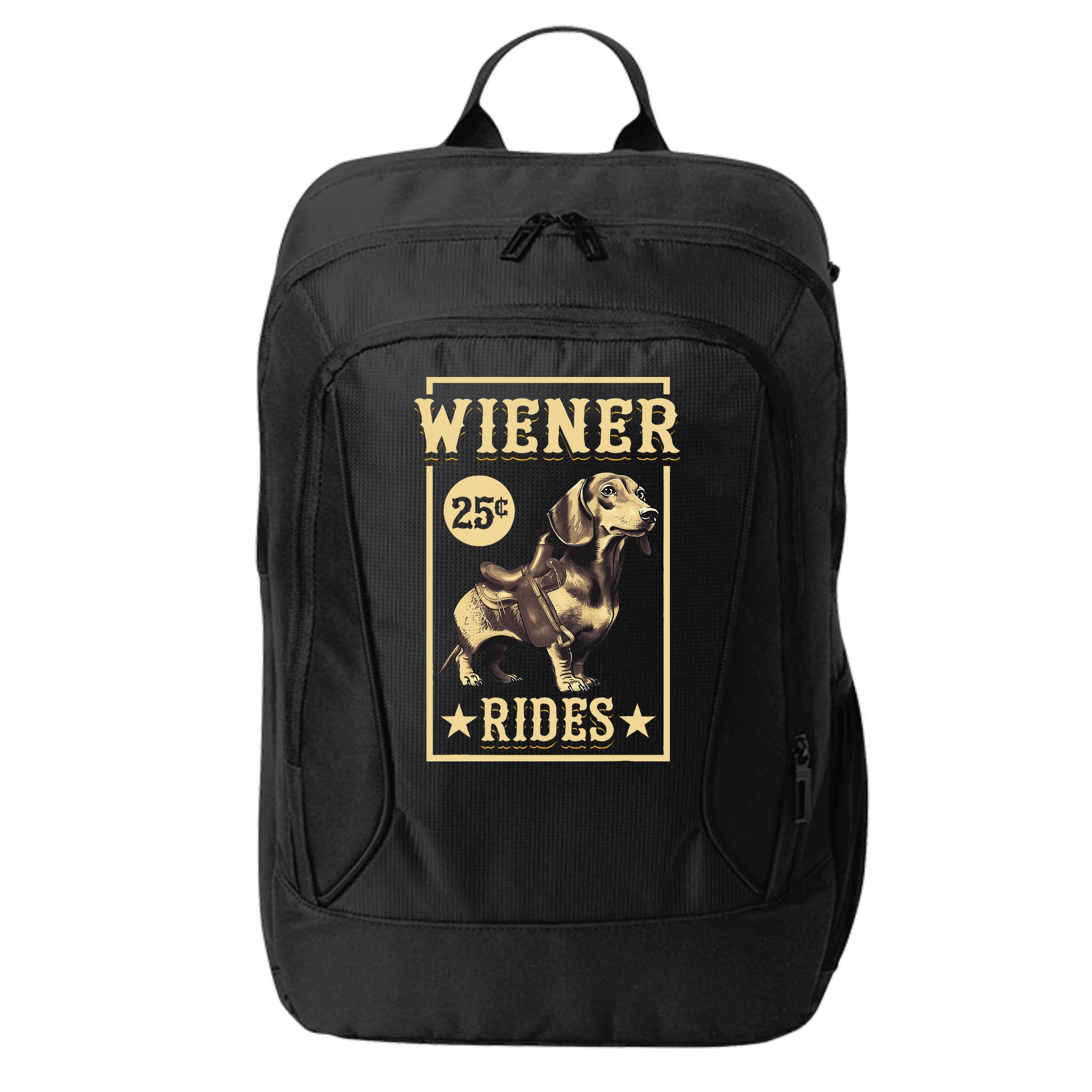 Wiener Rides Dachshund Lover Doxie Weiner Weenie Dog Owner City Backpack