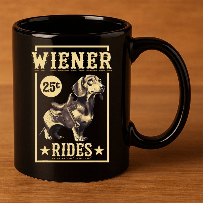 Wiener Rides Dachshund Lover Doxie Weiner Weenie Dog Owner 11oz C Handle Ceramic Mug