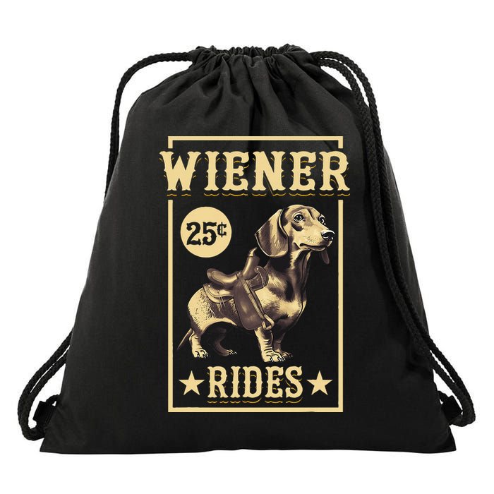 Wiener Rides Dachshund Lover Doxie Weiner Weenie Dog Owner Drawstring Bag
