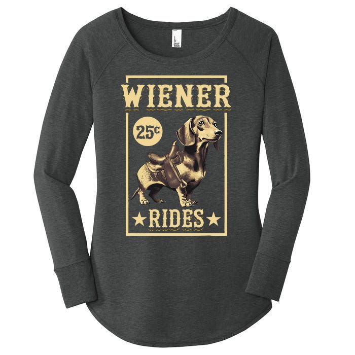 Wiener Rides Dachshund Lover Doxie Weiner Weenie Dog Owner Women's Perfect Tri Tunic Long Sleeve Shirt