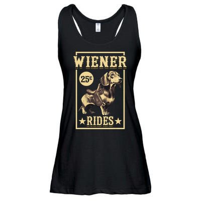 Wiener Rides Dachshund Lover Doxie Weiner Weenie Dog Owner Ladies Essential Flowy Tank
