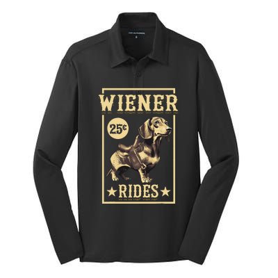 Wiener Rides Dachshund Lover Doxie Weiner Weenie Dog Owner Silk Touch Performance Long Sleeve Polo