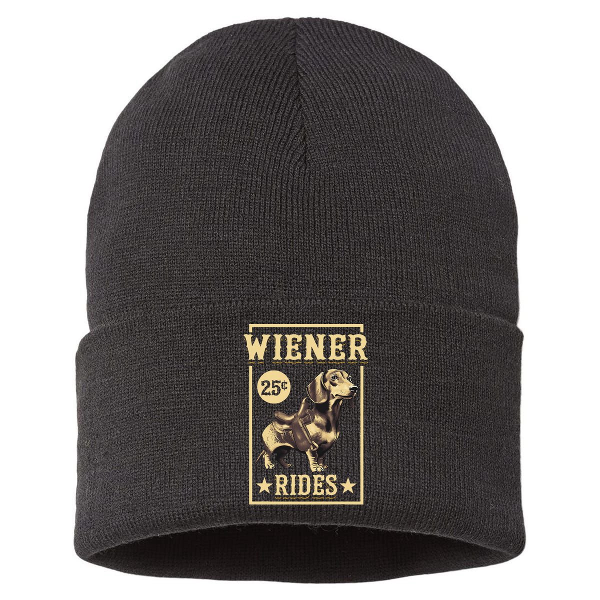 Wiener Rides Dachshund Lover Doxie Weiner Weenie Dog Owner Sustainable Knit Beanie