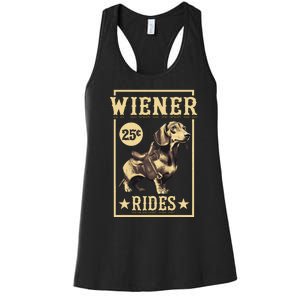 Wiener Rides Dachshund Lover Doxie Weiner Weenie Dog Owner Women's Racerback Tank