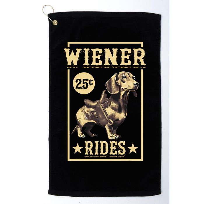 Wiener Rides Dachshund Lover Doxie Weiner Weenie Dog Owner Golf Towel
