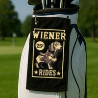 Wiener Rides Dachshund Lover Doxie Weiner Weenie Dog Owner Golf Towel
