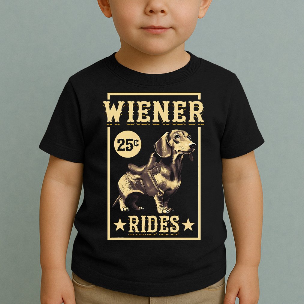 Wiener Rides Dachshund Lover Doxie Weiner Weenie Dog Owner Toddler T-Shirt