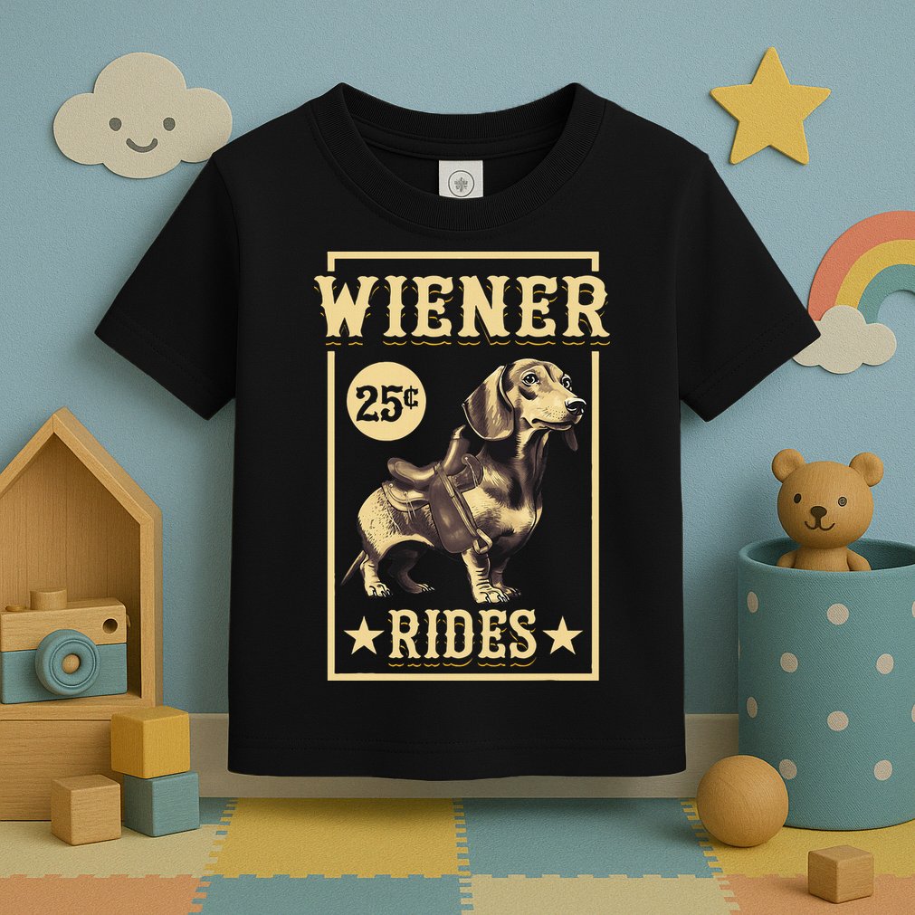 Wiener Rides Dachshund Lover Doxie Weiner Weenie Dog Owner Toddler T-Shirt