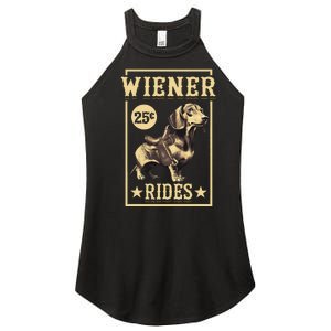 Wiener Rides Dachshund Lover Doxie Weiner Weenie Dog Owner Women's Perfect Tri Rocker Tank