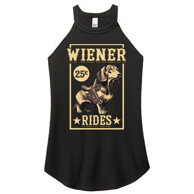 Wiener Rides Dachshund Lover Doxie Weiner Weenie Dog Owner Women's Perfect Tri Rocker Tank