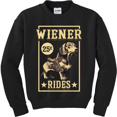 Wiener Rides Dachshund Lover Doxie Weiner Weenie Dog Owner Kids Sweatshirt