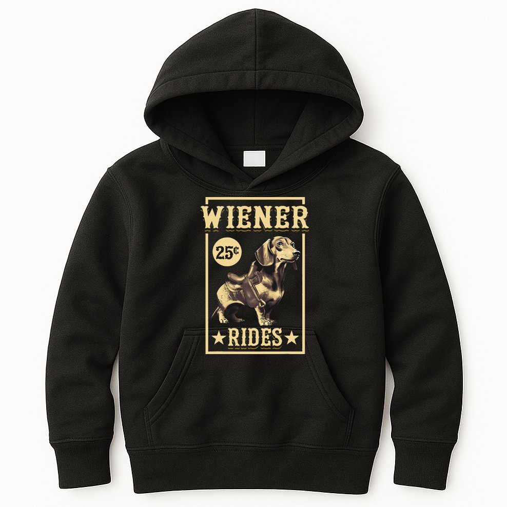 Wiener Rides Dachshund Lover Doxie Weiner Weenie Dog Owner Kids Hoodie