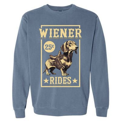 Wiener Rides Dachshund Lover Doxie Weiner Weenie Dog Owner Garment-Dyed Sweatshirt