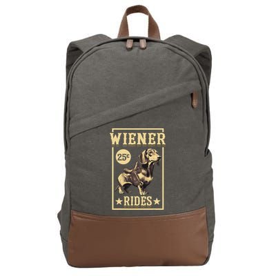 Wiener Rides Dachshund Lover Doxie Weiner Weenie Dog Owner Cotton Canvas Backpack
