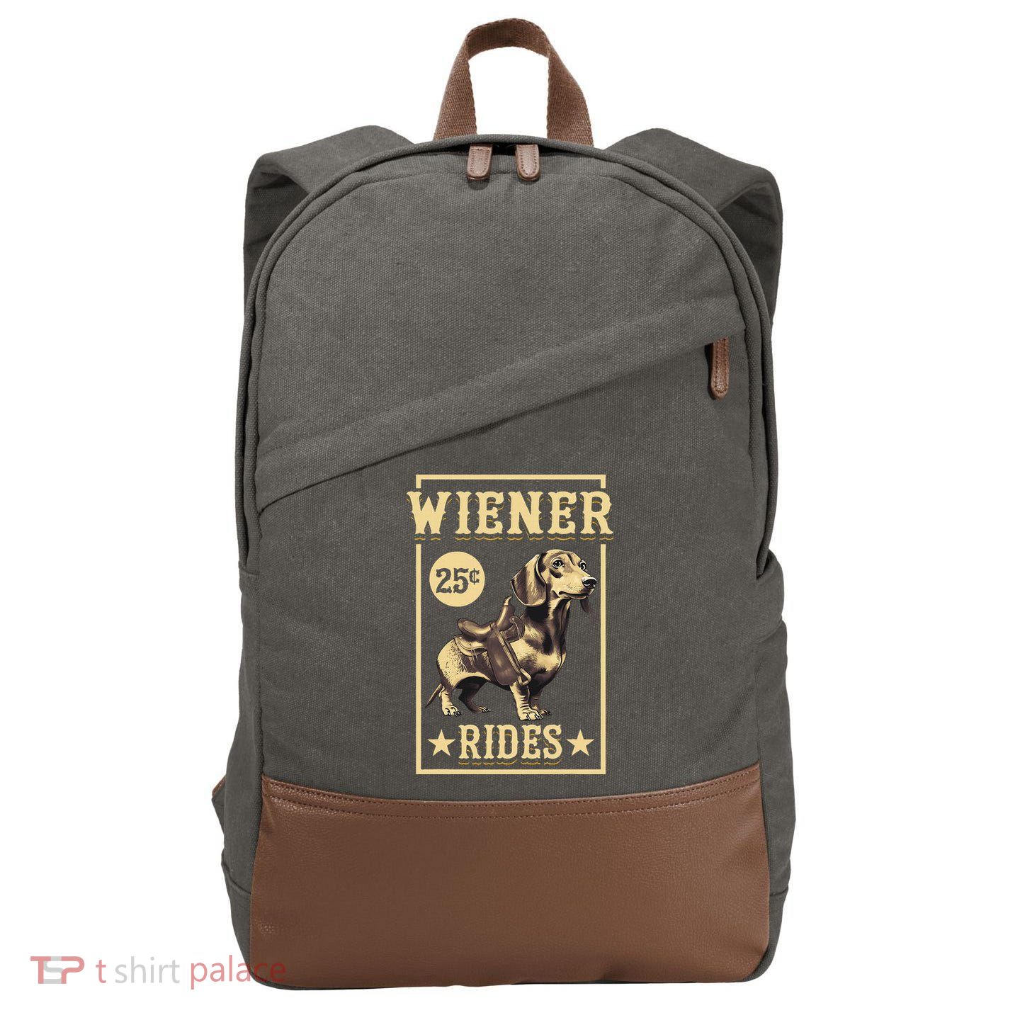 Wiener Rides Dachshund Lover Doxie Weiner Weenie Dog Owner Cotton Canvas Backpack