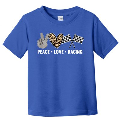 Wo's Racing Design Girls Peace Love Racing Race Flag Gift Toddler T-Shirt