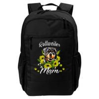 Womens Rottie Dog Mom Mother's Day Sunflower Rottweiler Mom Daily Commute Backpack