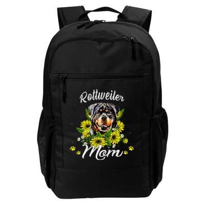 Womens Rottie Dog Mom Mother's Day Sunflower Rottweiler Mom Daily Commute Backpack