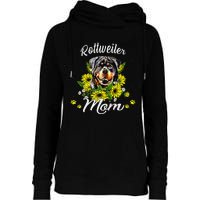 Womens Rottie Dog Mom Mother's Day Sunflower Rottweiler Mom Womens Funnel Neck Pullover Hood