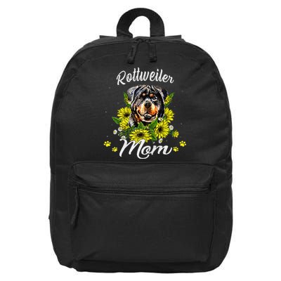 Womens Rottie Dog Mom Mother's Day Sunflower Rottweiler Mom 16 in Basic Backpack