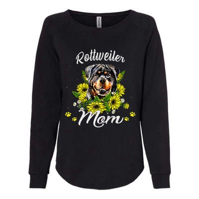 Womens Rottie Dog Mom Mother's Day Sunflower Rottweiler Mom Womens California Wash Sweatshirt