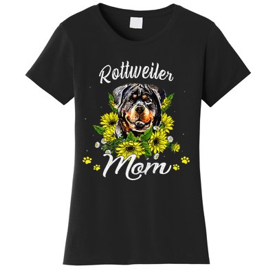 Womens Rottie Dog Mom Mother's Day Sunflower Rottweiler Mom Women's T-Shirt