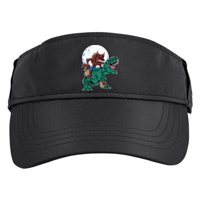 Werewolf riding Dinosaur Halloween Funny spooky Adult Drive Performance Visor