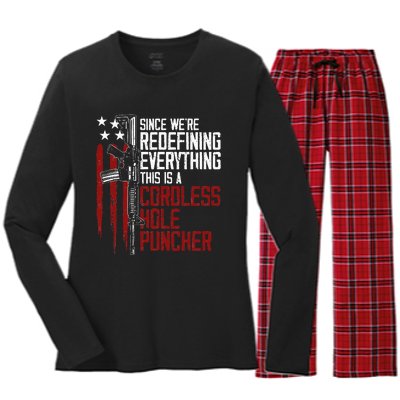 Were Redefining Everything This Is A Cordless Hole Puncher Women's Long Sleeve Flannel Pajama Set 