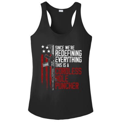 Were Redefining Everything This Is A Cordless Hole Puncher Ladies PosiCharge Competitor Racerback Tank