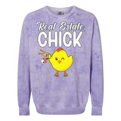 Womens Real Estate Chick Funny Realtor Colorblast Crewneck Sweatshirt