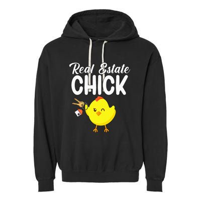 Womens Real Estate Chick Funny Realtor Garment-Dyed Fleece Hoodie