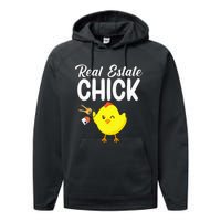 Womens Real Estate Chick Funny Realtor Performance Fleece Hoodie