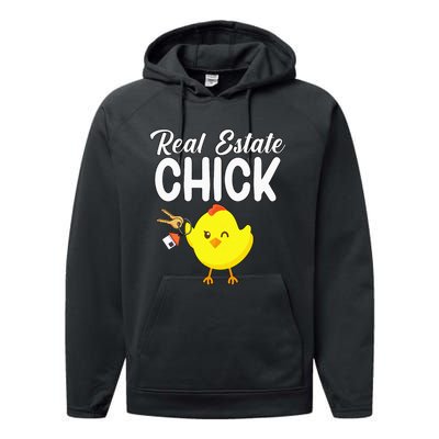 Womens Real Estate Chick Funny Realtor Performance Fleece Hoodie