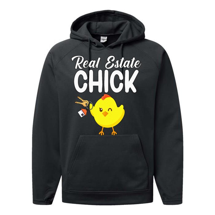 Womens Real Estate Chick Funny Realtor Performance Fleece Hoodie