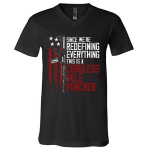 WeRe Redefining Everything This Is A Cordless Hole Puncher V-Neck T-Shirt