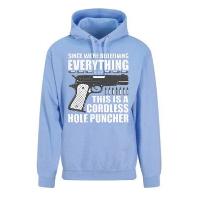 We're Redefining Everything This Is A Cordless Hole Puncher  Unisex Surf Hoodie