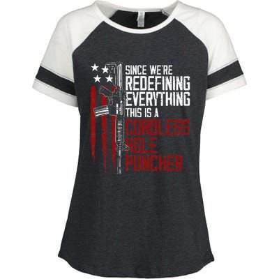 WeRe Redefining Everything This Is A Cordless Hole Puncher Enza Ladies Jersey Colorblock Tee