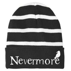 With Raven Edgar Allen Poe Raven Poem Striped Beanie with Solid Band