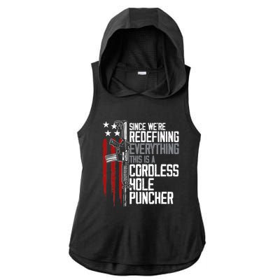 We're Redefining Everything This Is A Cordless Hole Puncher Ladies PosiCharge Tri-Blend Wicking Draft Hoodie Tank