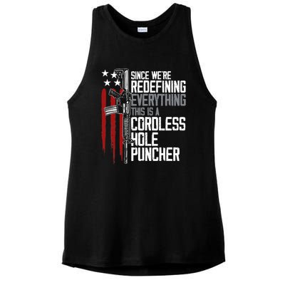 We're Redefining Everything This Is A Cordless Hole Puncher Ladies PosiCharge Tri-Blend Wicking Tank