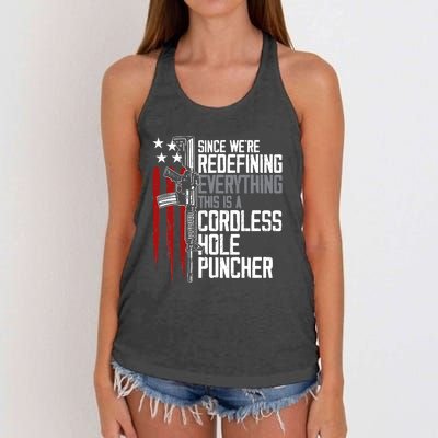 We're Redefining Everything This Is A Cordless Hole Puncher Women's Knotted Racerback Tank