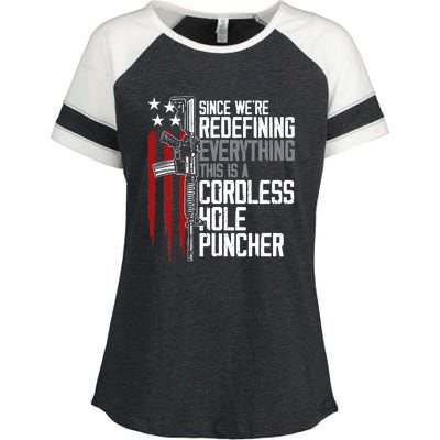 We're Redefining Everything This Is A Cordless Hole Puncher Enza Ladies Jersey Colorblock Tee