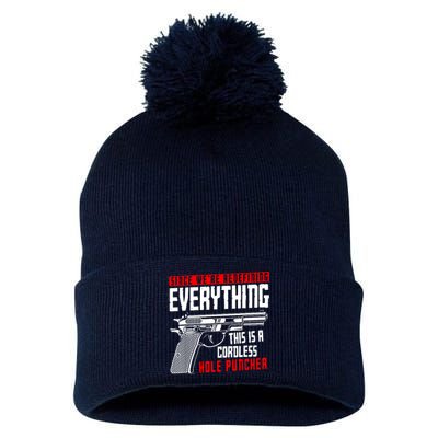 WeRe Redefining Everything This Is A Cordless Hole Puncher Pom Pom 12in Knit Beanie