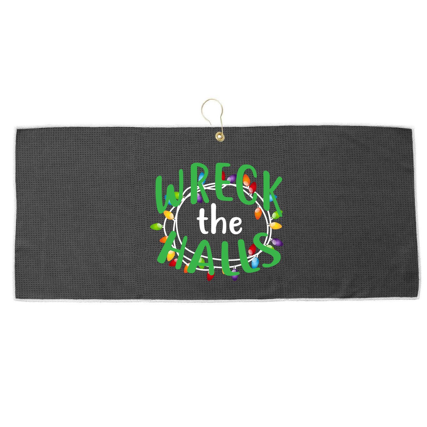 Wreck The Halls Large Microfiber Waffle Golf Towel