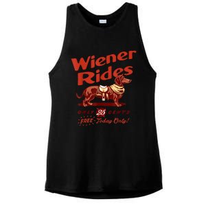 Wiener Rides Free Today Only Funny Wiener Ladies PosiCharge Tri-Blend Wicking Tank